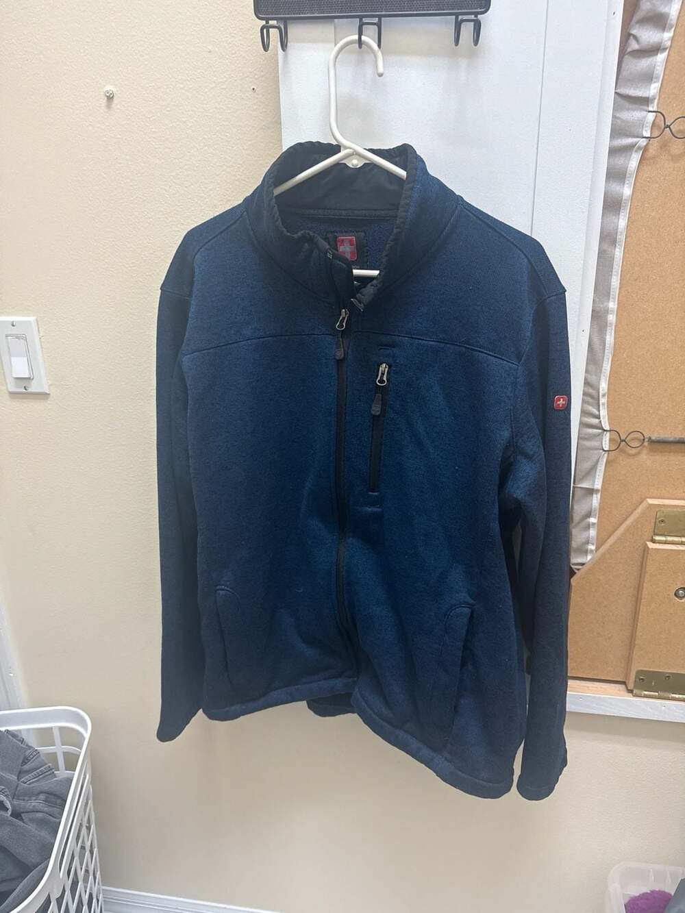 Swiss Tech Men's Full Zip Sweater Fleece Jacket, Blue, Size XL (46/48)